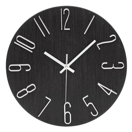Wanduhr durchgehende Sekunde leise nordisches Holz Durchmesser 30cm stilvoll analog große Ziffern leicht zu sehen Zuhause europäischer amerikanischer Stil modernes Interieur