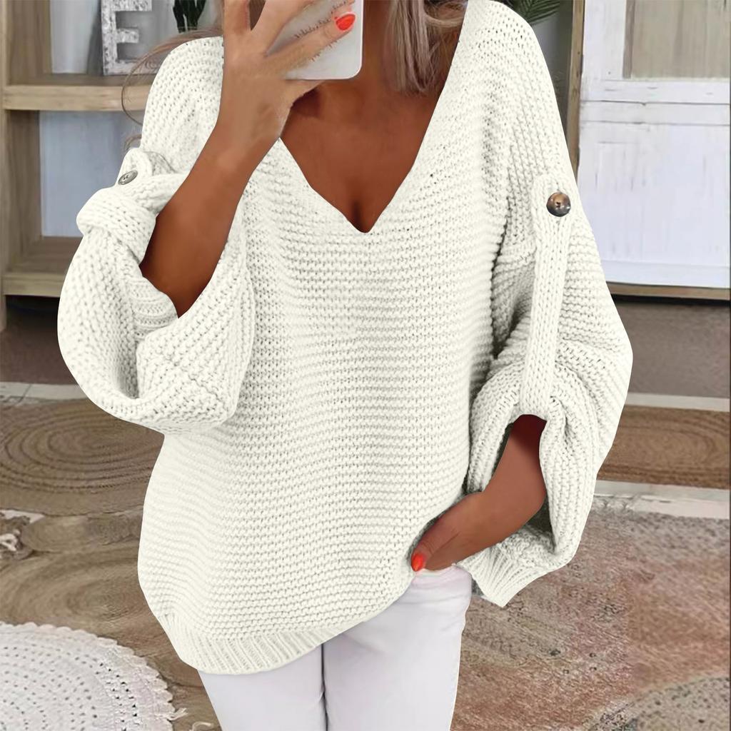 Women's Fashion Casual Pullover Long Sleeve Top  And Winter Long Sleeve V-Neck Sweater