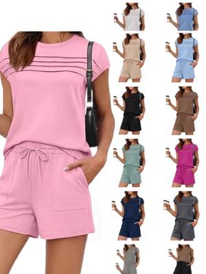 2026 Summer Women's Striped Casual Top & Solid Shorts Set - European & American Fashion