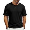 Men Retro Casual Ribbed Henley Short Sleeve Sports T Shirt