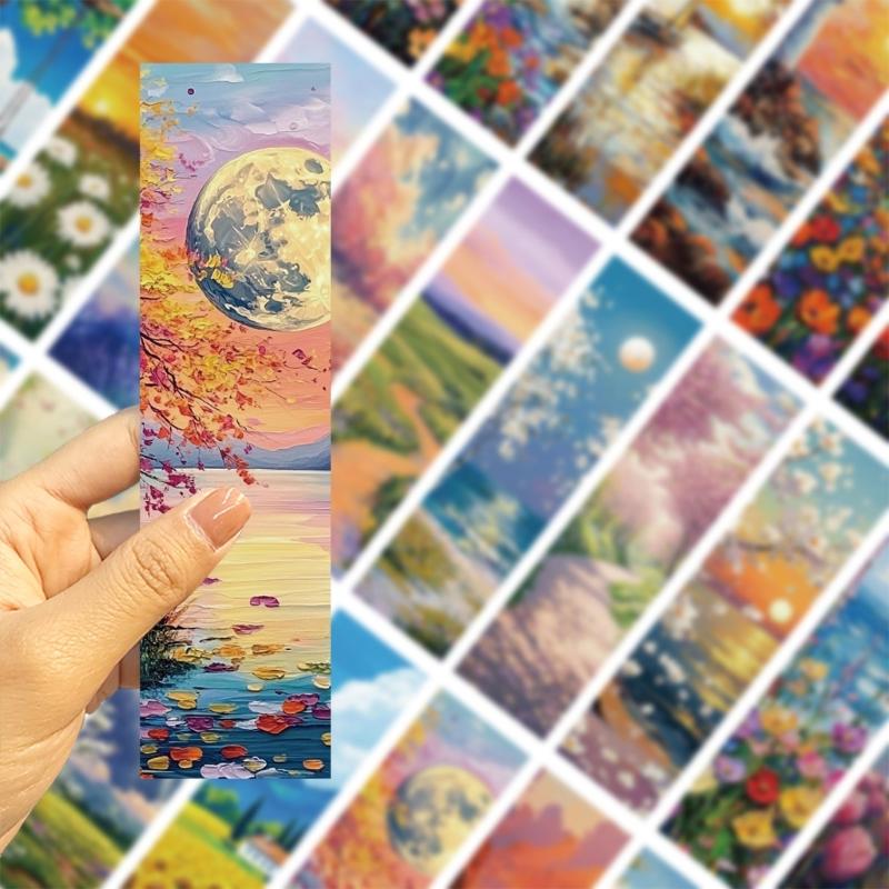 Set of 30 Landscape Pattern Bookmarks Book Page Divider Paper Book Page Divider Reading Book Mark for Student Kid