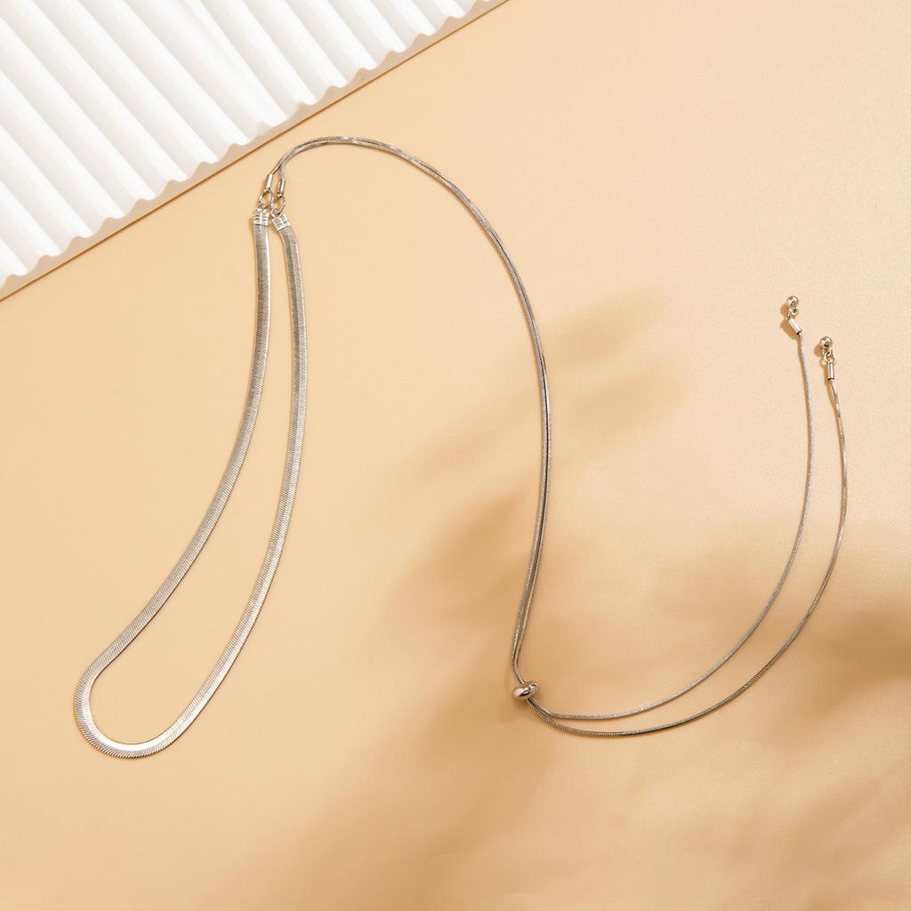 Pull Schlangenkette einfache Halskette Halskette, dünne Kette vielseitige doppellagige Metallhalskette