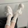 White high-end sense, small thick-soled white shoes, women's 2025 new summer skirt heightening casual board shoes