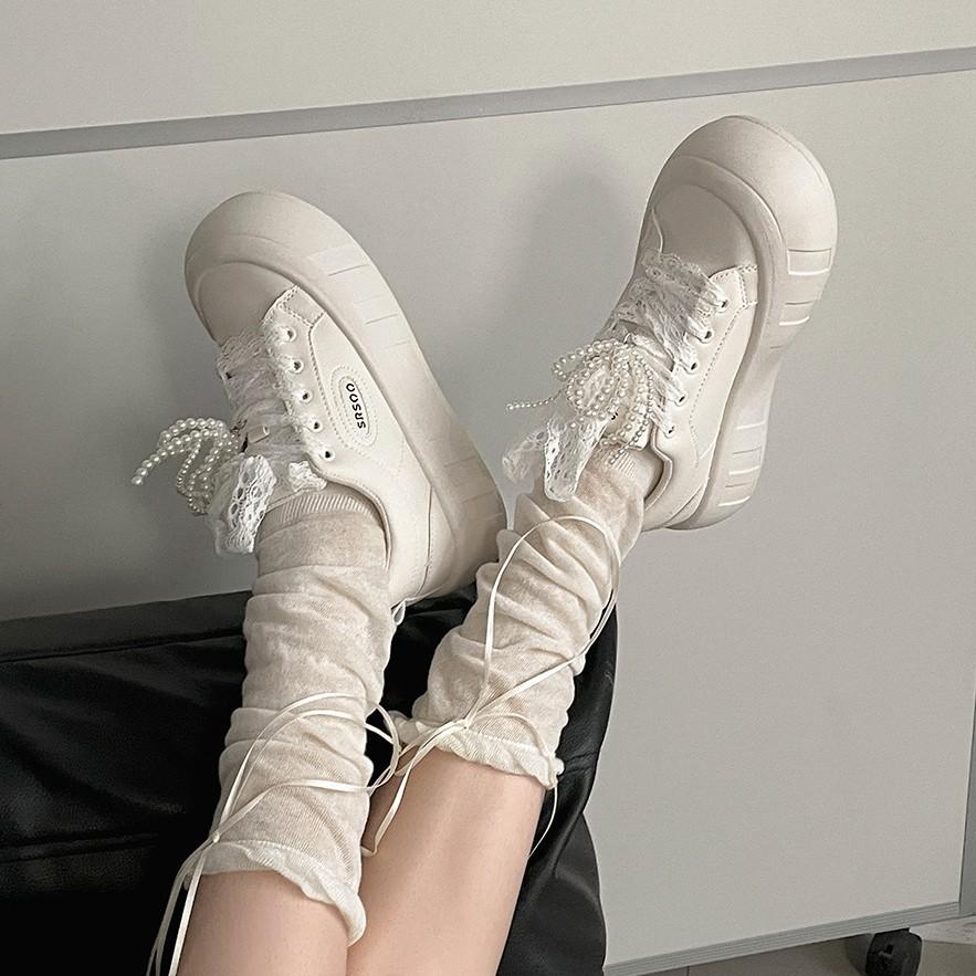 White high-end sense, small thick-soled white shoes, women's 2025 new summer skirt heightening casual board shoes