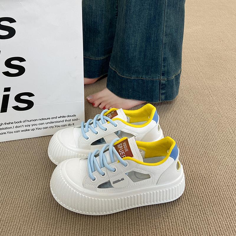 CRLAYDK Women Classic Fashion Sneakers Hollow Out Summer Casual Tennis Platform Skate Shoes Leather Walking Anti Slip Trainers