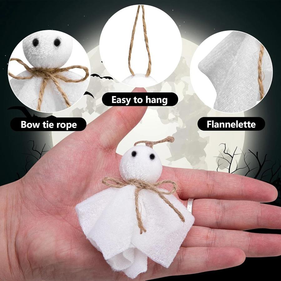 1/6pcs Halloween Hanging White Ghost Ornaments Mini Ghost Doll Halloween Party Home Decoration Haunted House Yard Party Supplies
