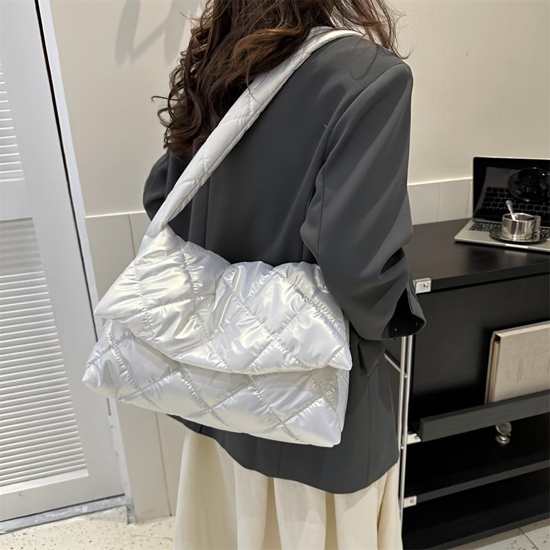Women Space Designer Shoulder Bag Winter Down Padded Quilted Large Capacity Handbag Shopper Tote Bag