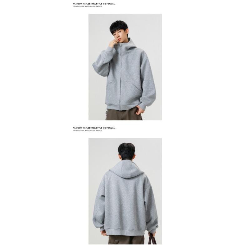 Mens Womens Loose Solid Hooded Zip Up Cardigan Vintage Casual Sweatshirt Jacket