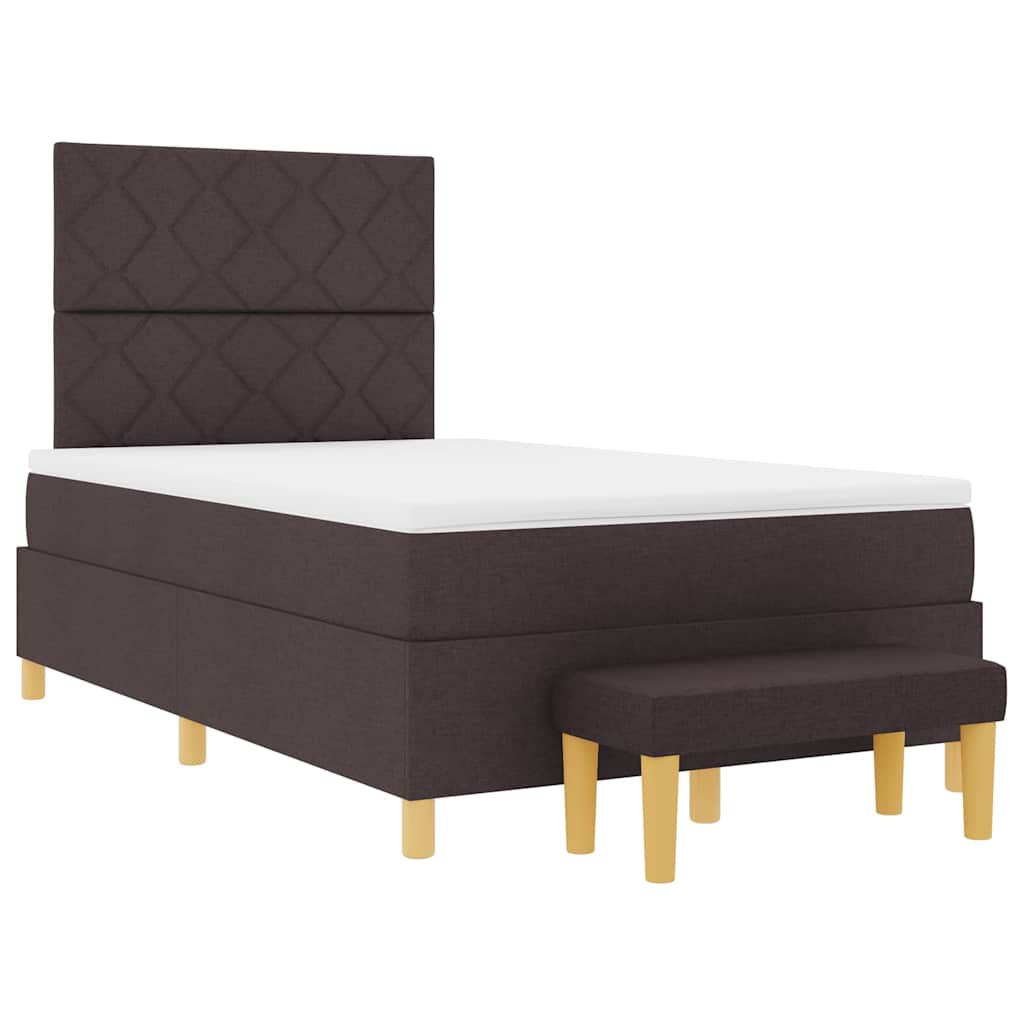Box Spring Bed with Headboard Dark Brown 190 x 120 cm Fabric