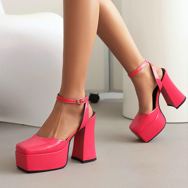 Mary Jane Thick Heel High Heels Female New Fairy Wind Waterproof Table French Square Head One Word Buckle Belt Single Shoes