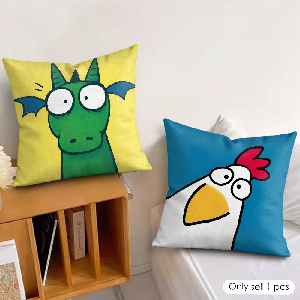 Kids Cartoon Cute Animal Cushion Cover Silky Short Plush Invisible Zipper Dustproof Sofa Pillow Case For Home Decor