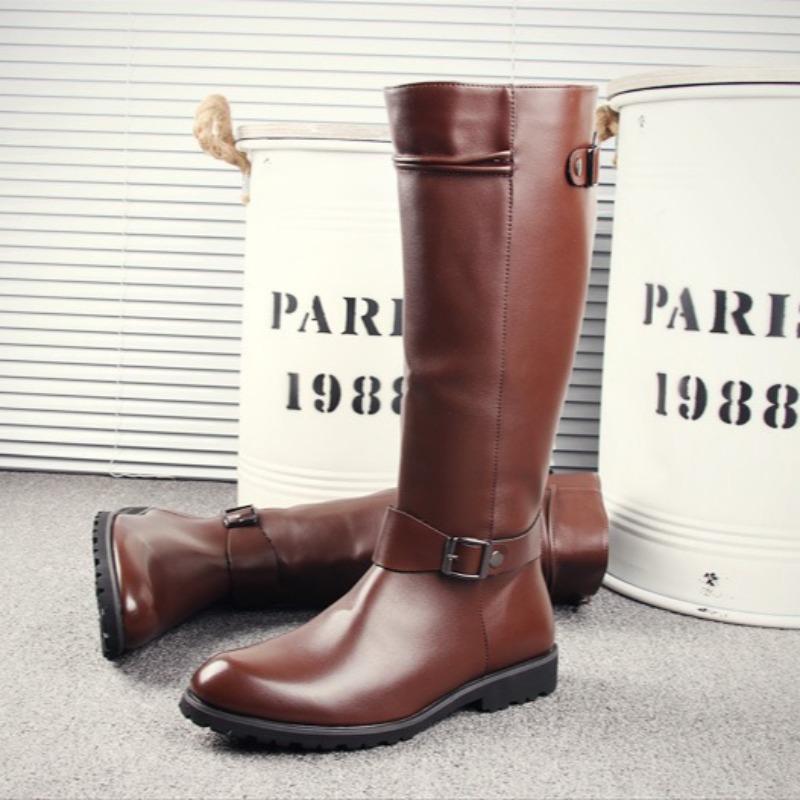 Autumn New High Quality Mens Long Boots British High-end Men Boots Designer Shoes Men Motorcycle Boots Knight Soft Leather Botas
