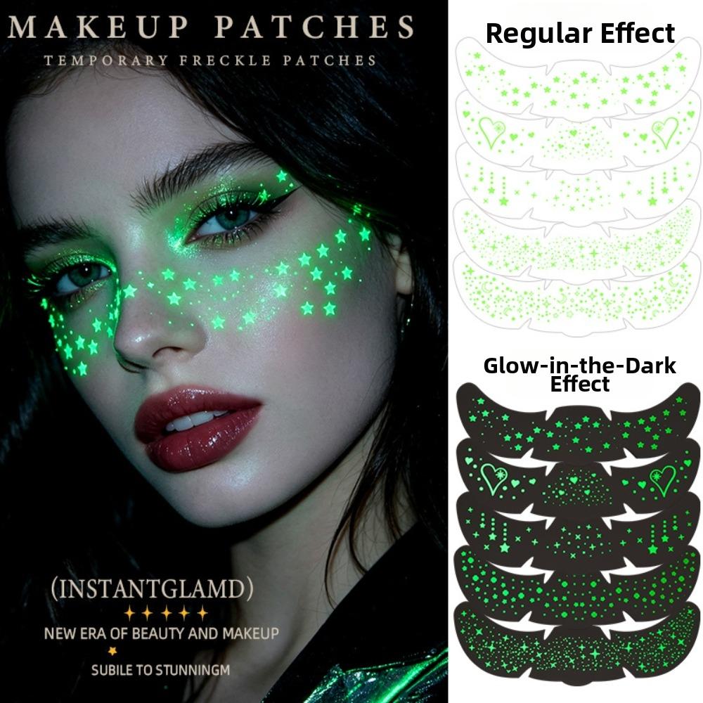 Sparkle Face Temporary Tattoo Star Heart Face Tattoo Sticker Luminous Freckle Tattoo Make Up