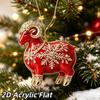 1Pcs Christmas Tree Pendants 2D Acrylic Flat Goat Pendants Cute Animal Hanging Ornaments For Decor Party Supplies  Year Gifts