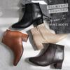 [AmiAmi] Short Boots, Square Toe, 5cm Heel, Women's, Comfortable to Walk In, Black, Winter, Heel CX3202 (M (23.5cm), Black (Smooth))