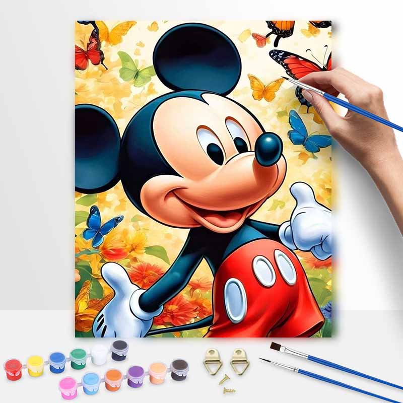 Disney Mickey Mouse Butterflies digital oil painting diy handpainted coloring painting wall home decor for living room bedroom art