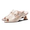 Rhinestone Pearl Open-toed Sandals Slippers Women's Summer Wear 2025 New Fish Mouth Sandals Middle Heel Pointed Cold Slippers