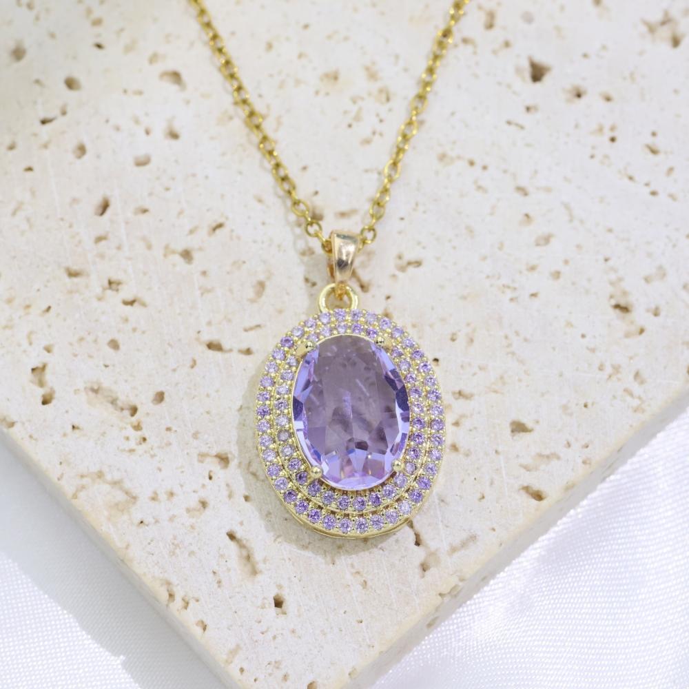 Luxury Oval Zirconia Pendant Necklaces for Women New Fashion Wedding Party Necklace Jewelry Accessories
