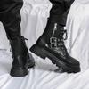 Luxury Brand Black Mens Chelsea Boots Gothic Biker Boots Man Men's Casual Leather Outdoor Shoes Ankle Boots for Men MO-51382