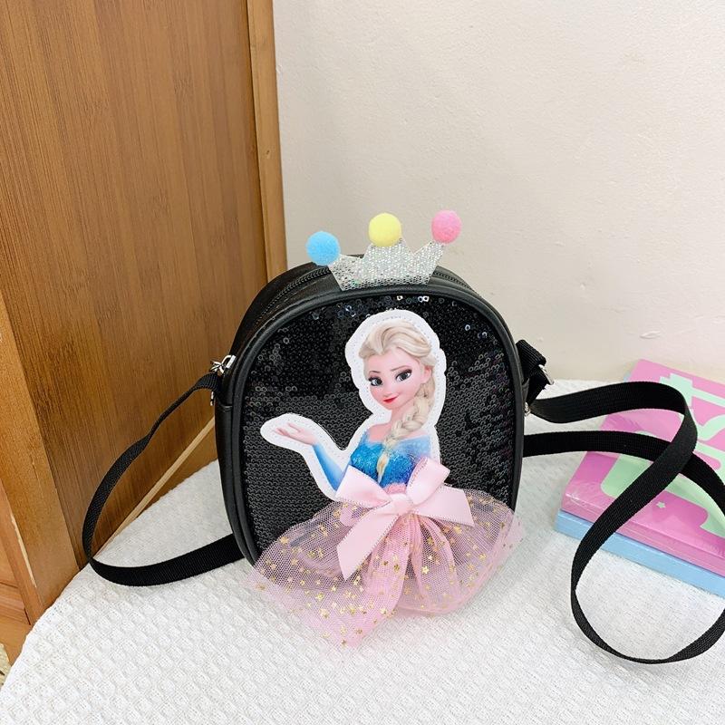 Children's Bag Cute Princess Bag Sequined PU Bag Children's Shoulder Bag Messenger Bag Bag Little Princess Portable Girl