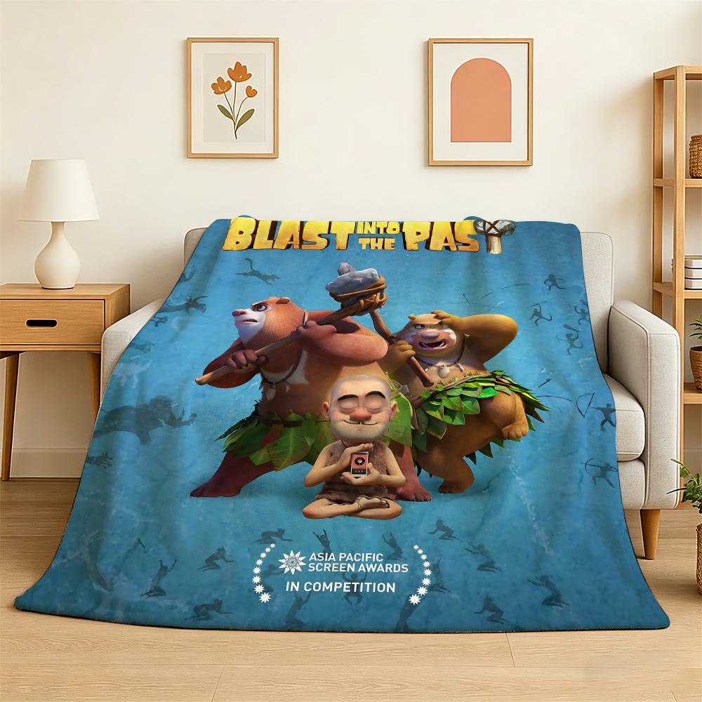 Anime B-Boonie B-Bears Throw 240g Lightweight Flannel Blanket, Soft Skin Throw Blanket for Sofa Bedroom 75x90cm