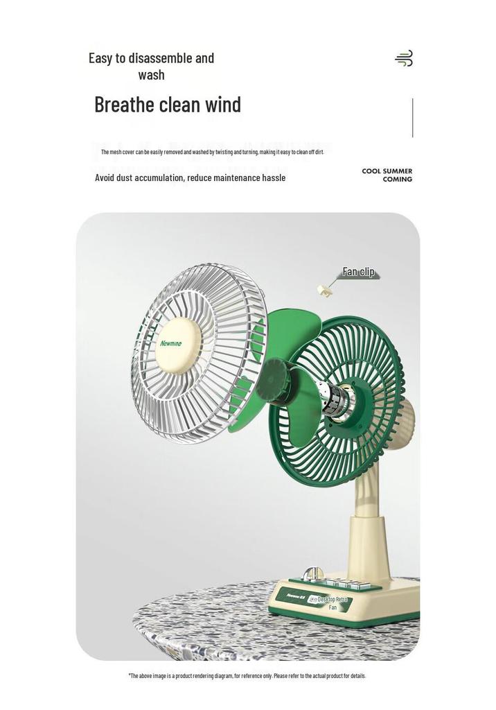 Newmine FS-09 Retro Large Blade USB Rechargeable Desktop Fan