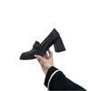 ins Korean version! Show long legs~! Height increase 7.5CM camellia round head high heels women's single shoes loafer small leather shoes