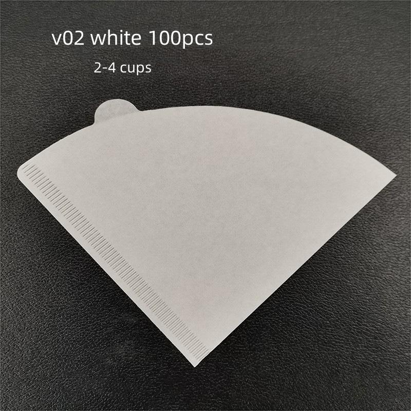 100 PCS V-Shaped Natural Wood Pulp Coffee Filter Paper Brown/White Drip Filter Disposable Filter Paper for Home Brewing