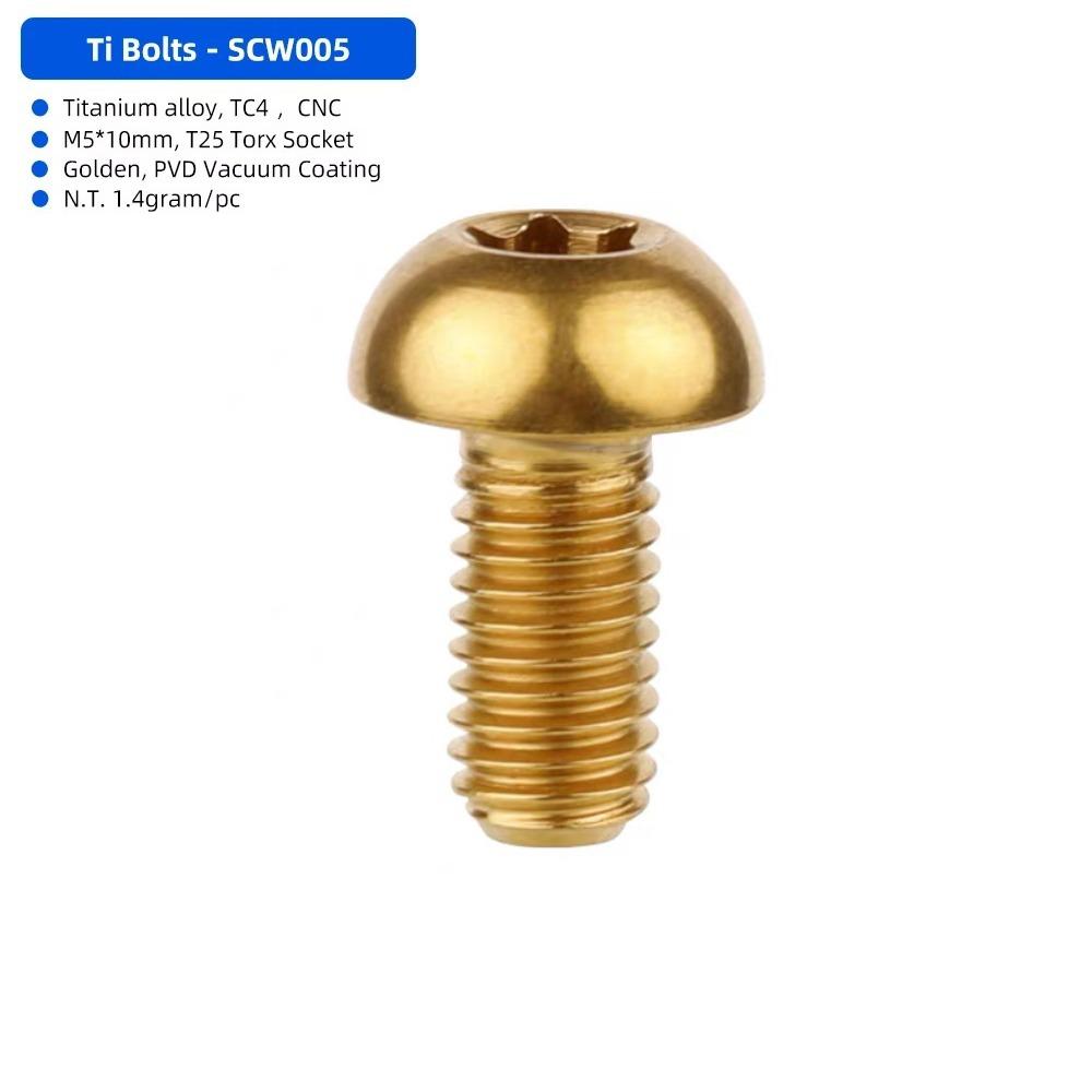 M5x10 Titanium Bolt T25 Torx Ultralight Weight Bicycle Braking Disc Screws TC4 Titanium High Tensile Fastener