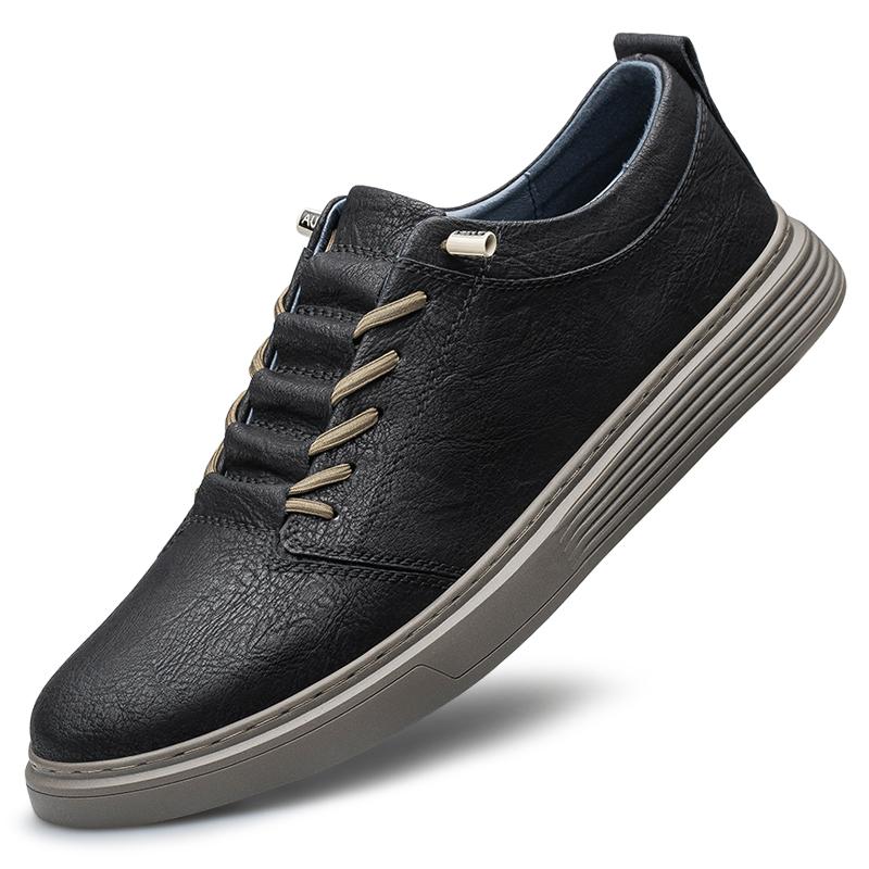 Brand Spring New Men's Fashion Lace Up Leather Shoes Trend 2024 Classics Casual Shoes All-match Sports Leather Men Low-top Shoes