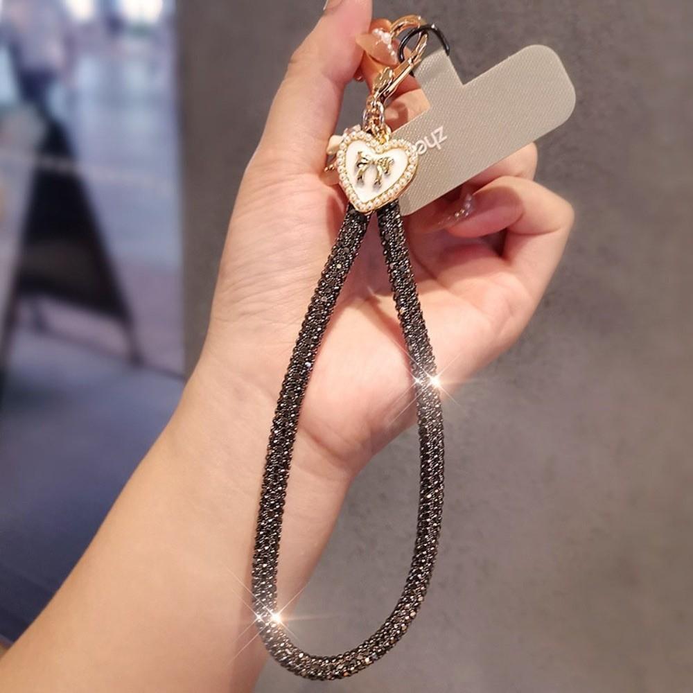 Hanging Cord Glitter Rhinestone Phone Lanyard Handheld Mobile Phone Chain  Women/Lady/Girl