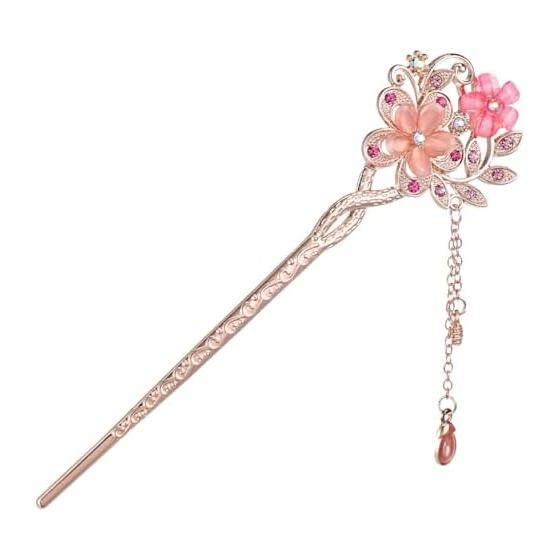 KESYOO Hair Stick Chinese Style Hairpin for Women, Metal Tassel Hair Accessories for Hanfu Cosplay, Vintage Hair Ornaments for Daily Wear, Blue Alloy