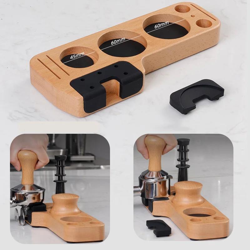 Coffee Ware Portafilter Tamper Stand Wooden Universal Portafilter Organizer Coffee Lever Tool Tamper Mat Presser Holder