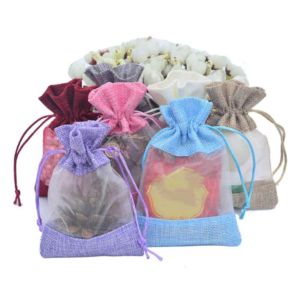 1/10PCS Washable Storage Bags Cotton Linen Burlap Gift Bags Gift Drawstring Bags For Gift Giving