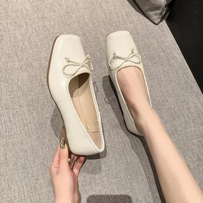 Sapatos de verão 2024 para mulheres, salto baixo, laço, cores mistas, tênis femininos casuais, boca rasa, bico quadrado, mocassins femininos elegantes, fl