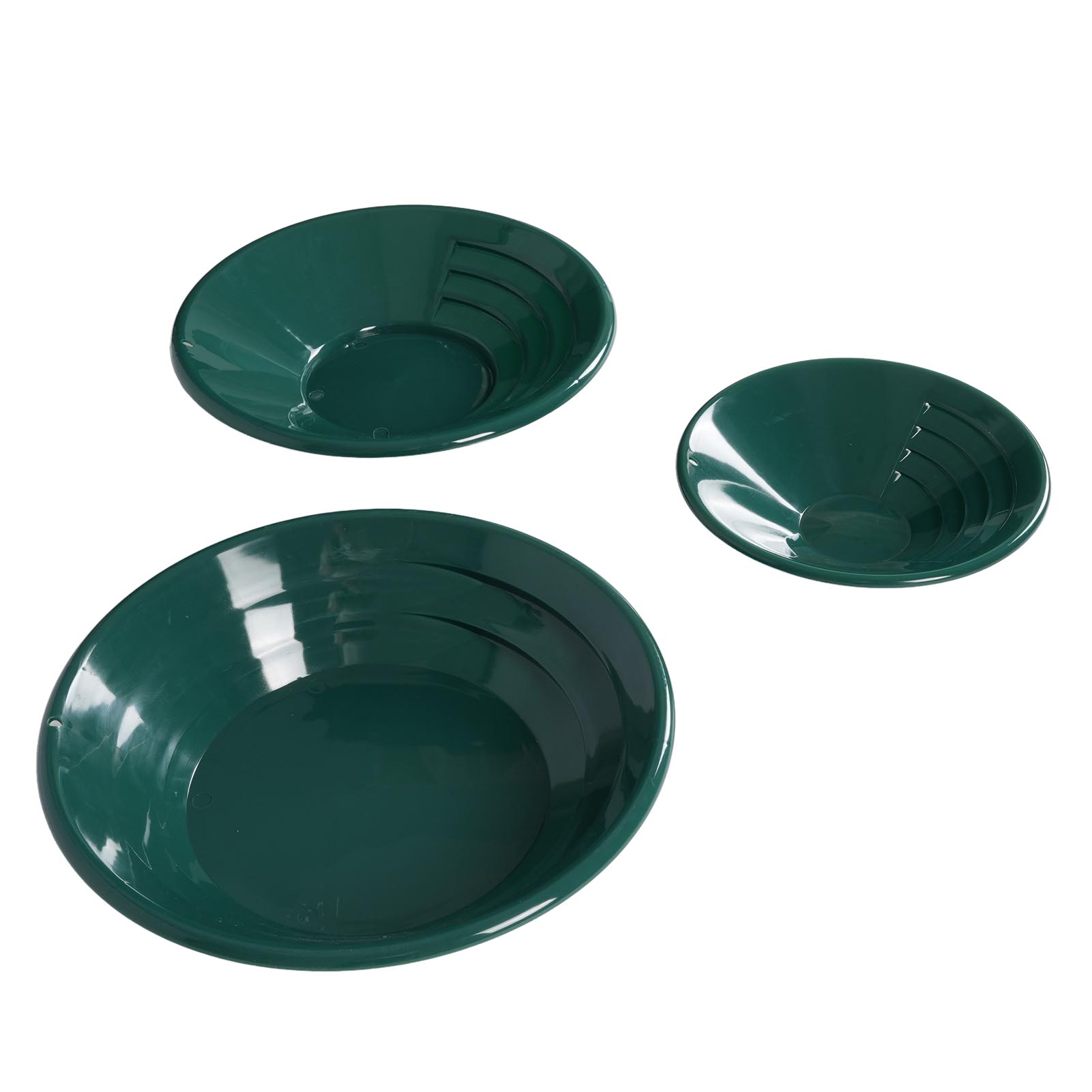 

Набор из 3 золотых лотков 14,96 дюйма, 13,98 дюйма, 10,43 дюйма, зеленый цвет для промывки золота, аксессуары для добычи золота