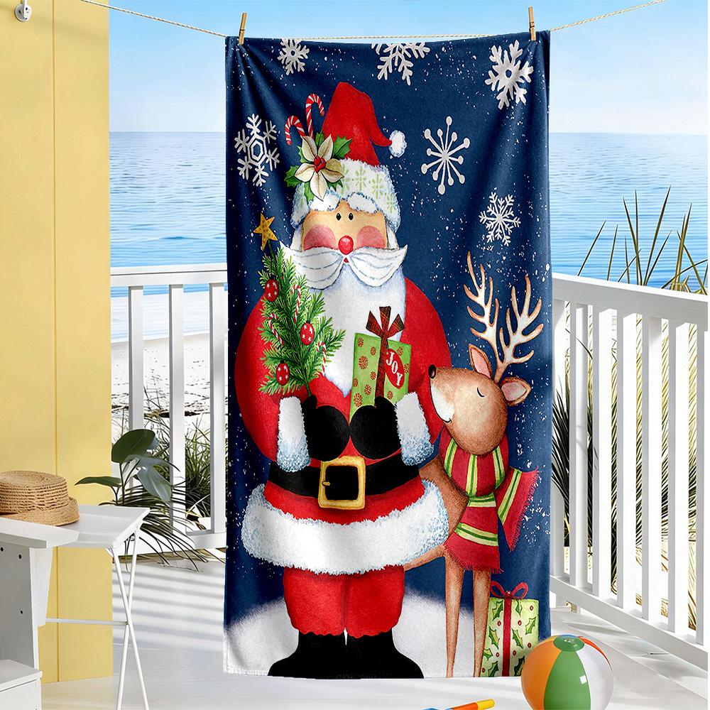 Christmas Beach Towel Super Soft Microfiber Quickdry Fabric Comfortable Lightweight Perfect for Traveling Yoga Camping and Swimming