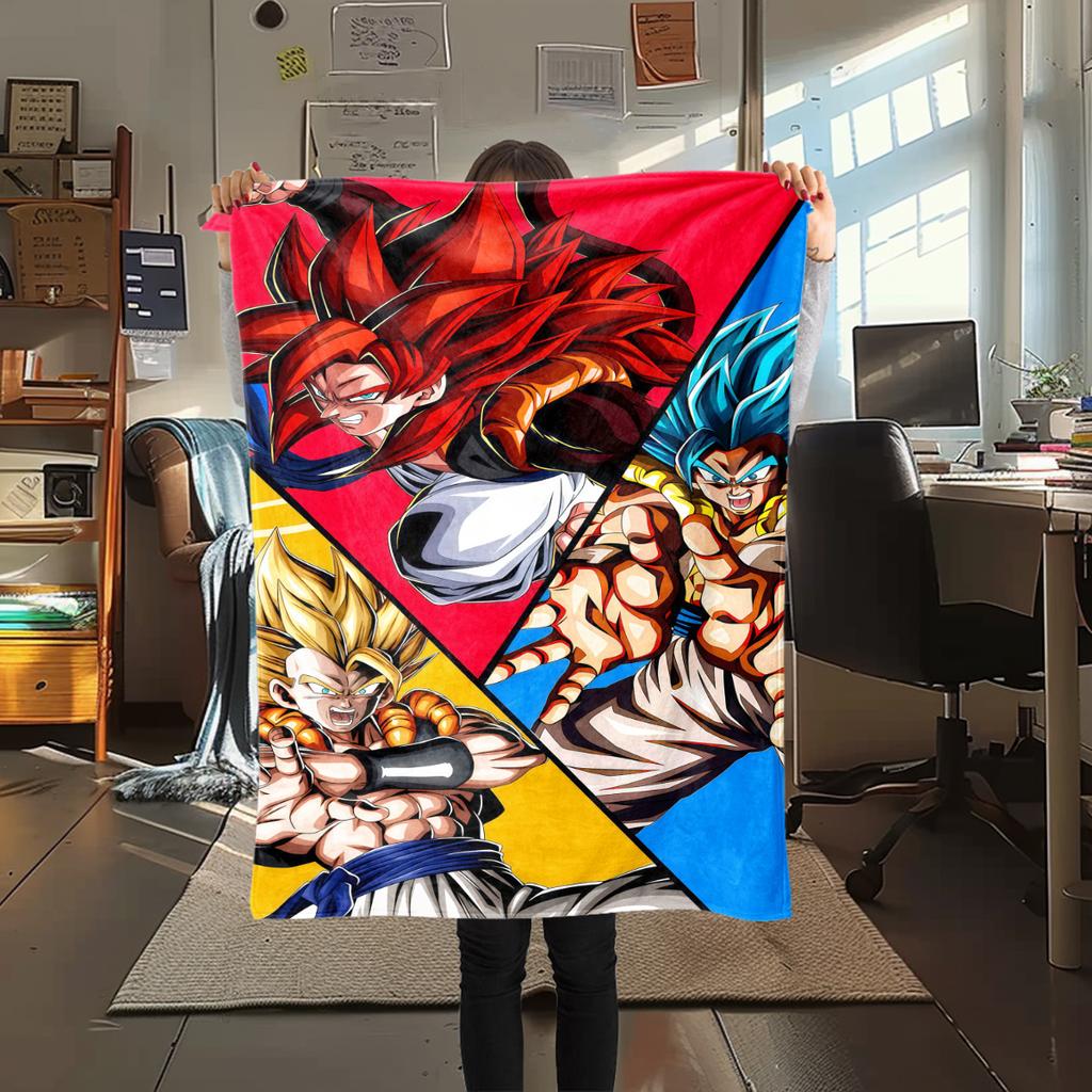 1PC Son Goku  Print Flannel Blanket, High quality All Seasons, Home Decor, Warmth and Comfort, Perfect for Christmas Gifts