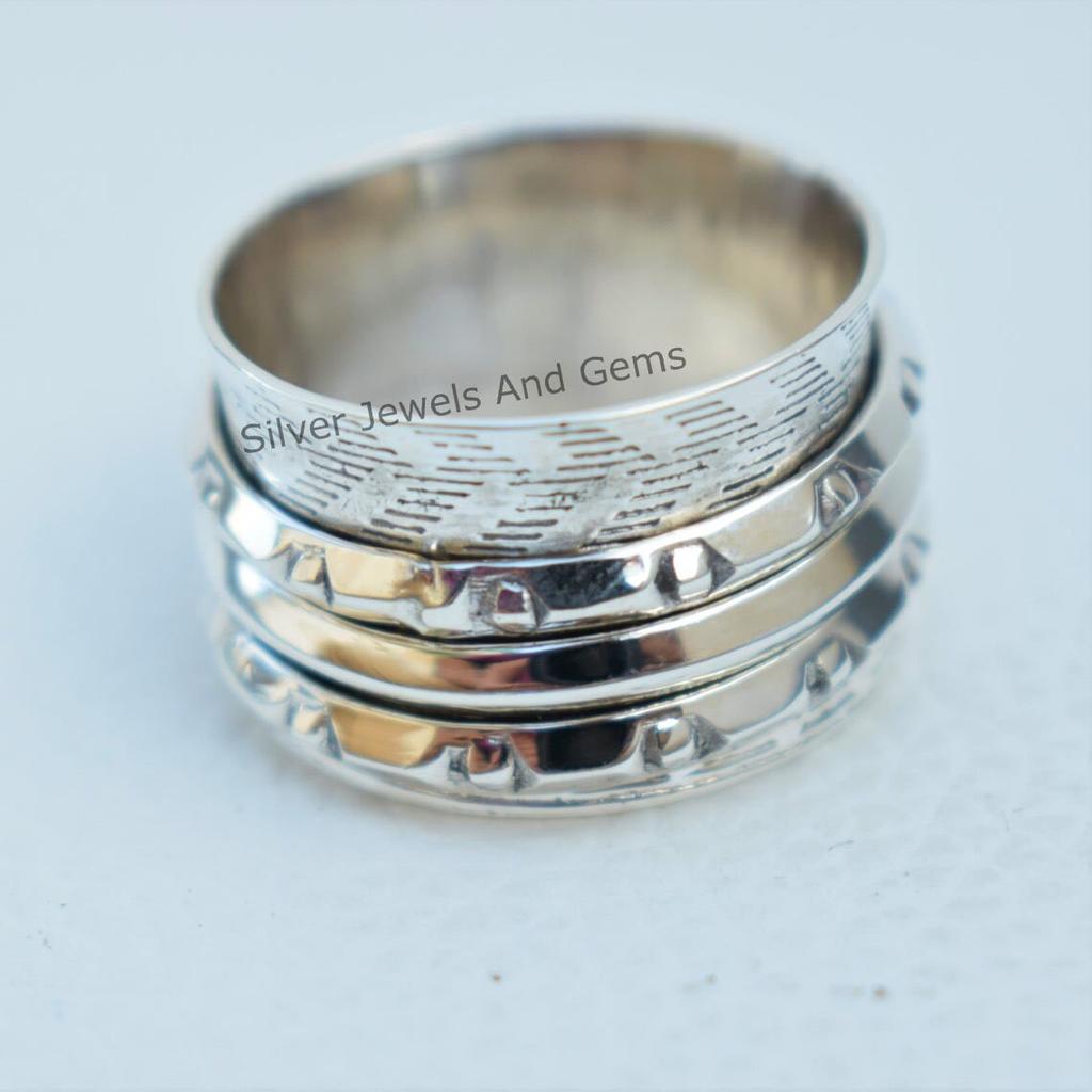 Handmade Sterling Silver Spinner Ring: Meditation Fidget Ring