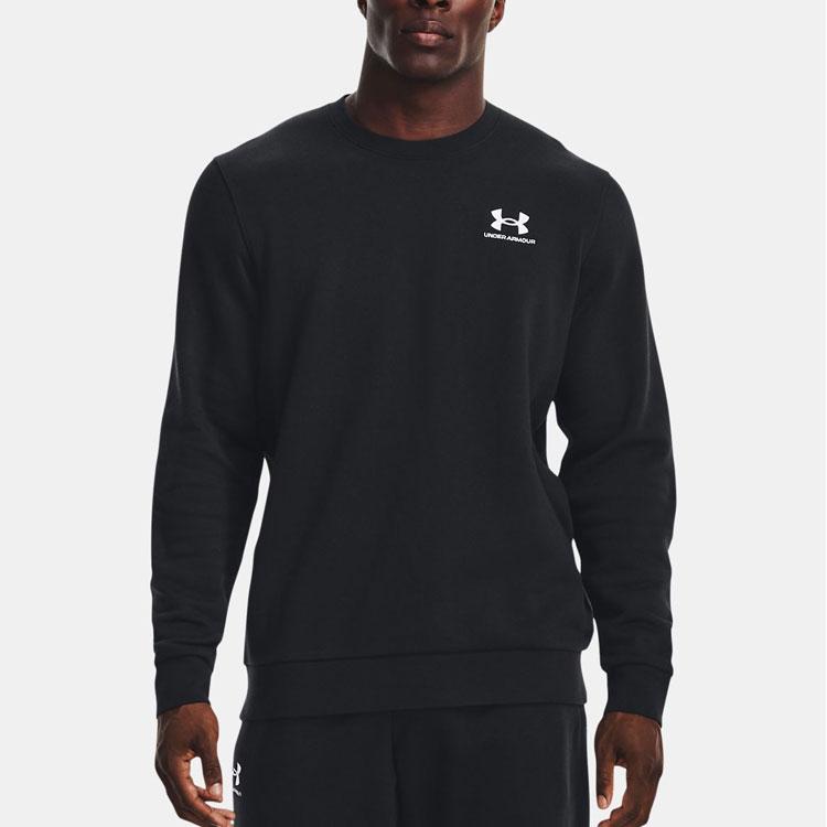 Under Armour Solid Color Logo Print Crew Neck Sweatshirt Men Tops Black 1374250-001