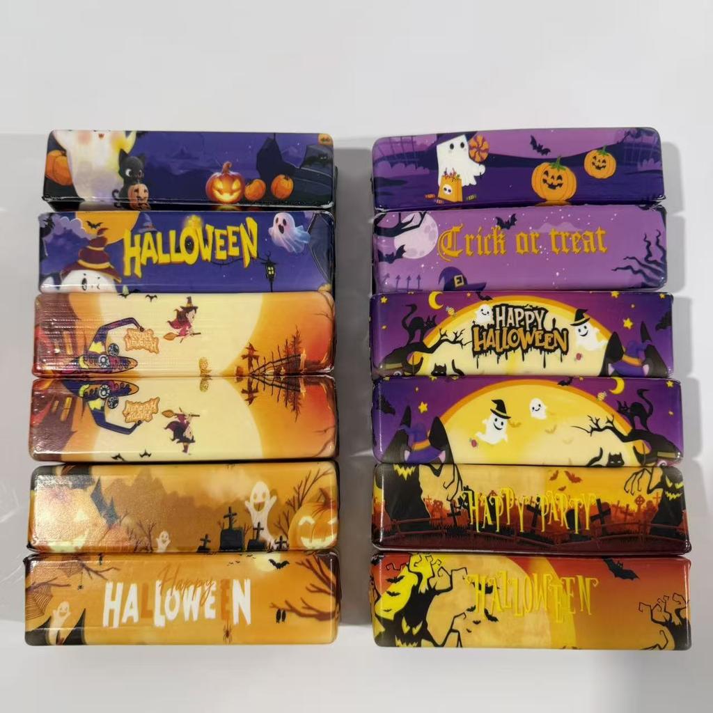New PU Slow Rising Halloween Butter Stick Squishy Toy Set, Soft Sensory Fidget Stress Relief Decompression Toy