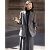 Demana Women's Winter Lamb Wool Plaid Blazer & Pleated Skirt Set
