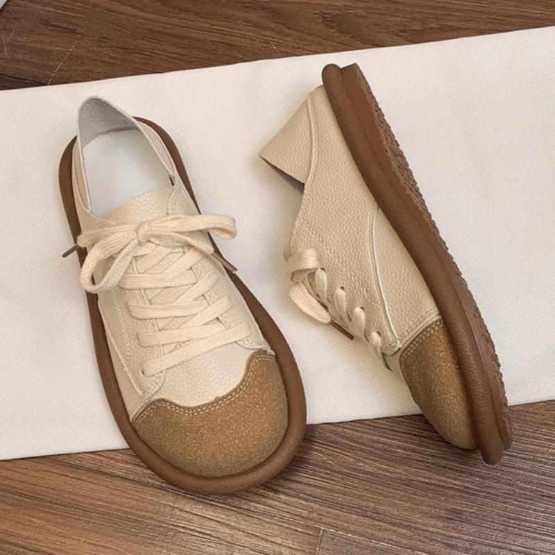 Fashion Fashion Simple Women's Flat Sneakers 2025 Versatile Lace Up Low Heel Soft Bottom Flat Shoes New Breathable Comfoy Women Shoes