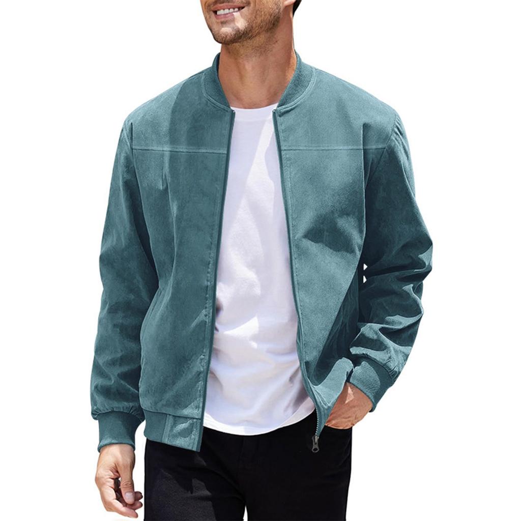 Heren Suède Effen Kleur Ritsjas Casual Retro Lange Mouw Vest