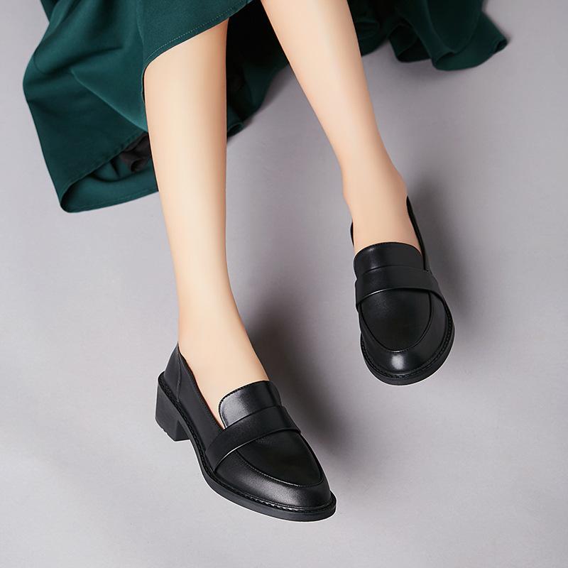 

Туфли на плоской подошве из натуральной кожи для женщин Huizhou, виноградные, те же самые, маленькие кожаные туфли, женские, осень-зима, новые, лоферы в британском стиле 40