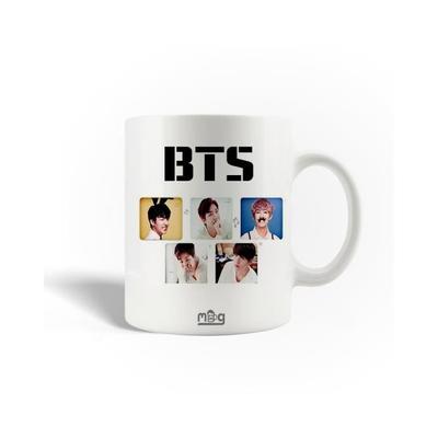Caneca de Cerâmica - BTS - Logotipo Bangtan Sonyeondan - 30cl - Compatível com Máquina de Lavar Louça - Branco