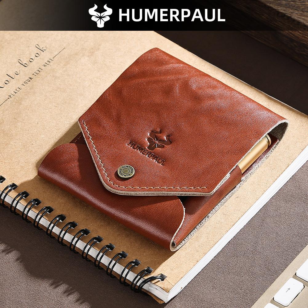 Humerpaul The First Layer of Cowhide Wallet Card Case Compact Exquisite Solid Color Casual Small Bag Portable
