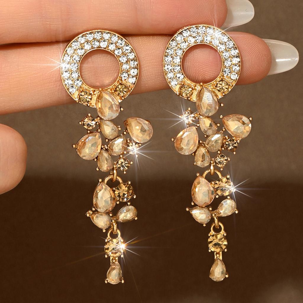 Französischer Hof Windschutzscheibe Kristall Rechteckige Ohrringe Exquisite Leichter Luxus High-End Stecker Ohrringe Mode Übertriebene Ohrringe Frauen