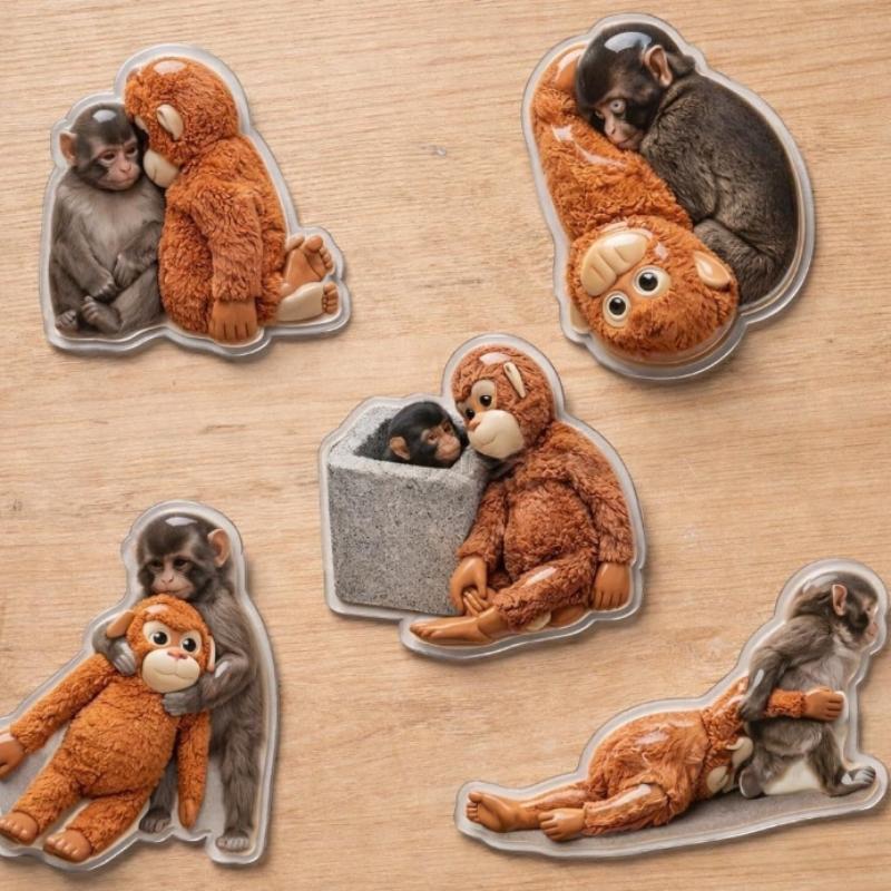 Boxing Monkey Refrigerator Magnet Set Protective Animal Fridge Magnets for Home Kitchen Office Locker Decorative