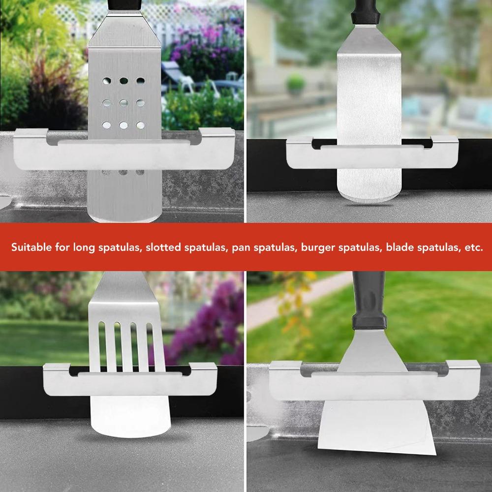 Stainless Steel Griddle Tool Holder Silver BBQ Spatula Rack Griddle Spatula Holder  Barbecue